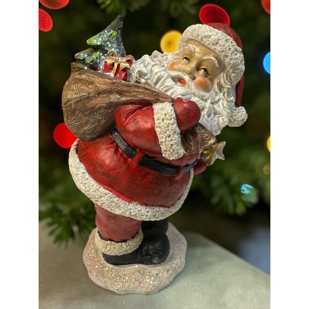 Transpac Jolly Santa Claus Figurine 7" Red Christmas Decor Y3664